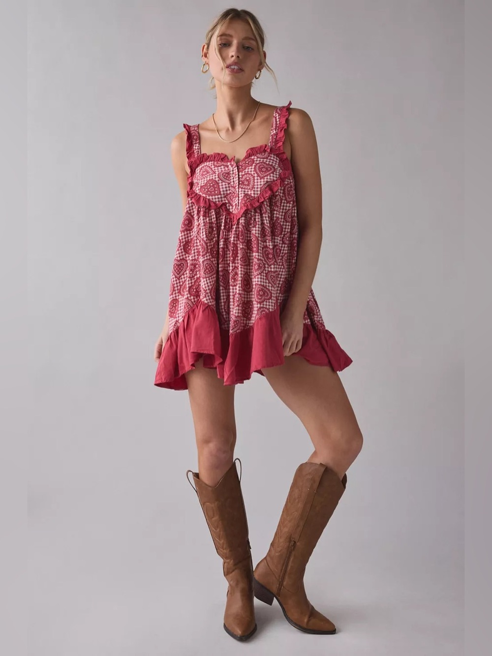 UO Out From Under Eat Your Heart Out Ruffle Babydoll Sleep Dress - Picture 3 of 4